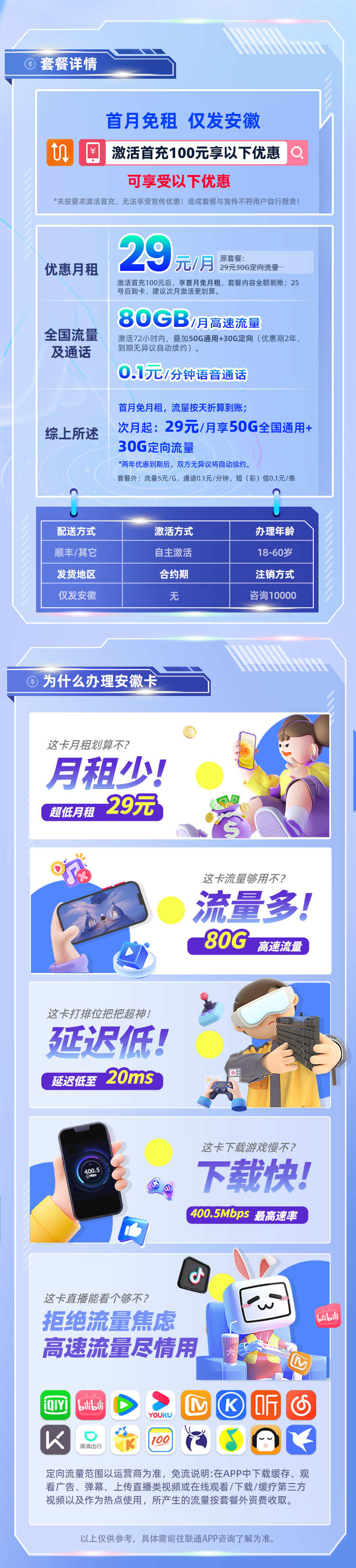 电信安徽卡29元/月享50G全国通用+30G定向流量  第2张