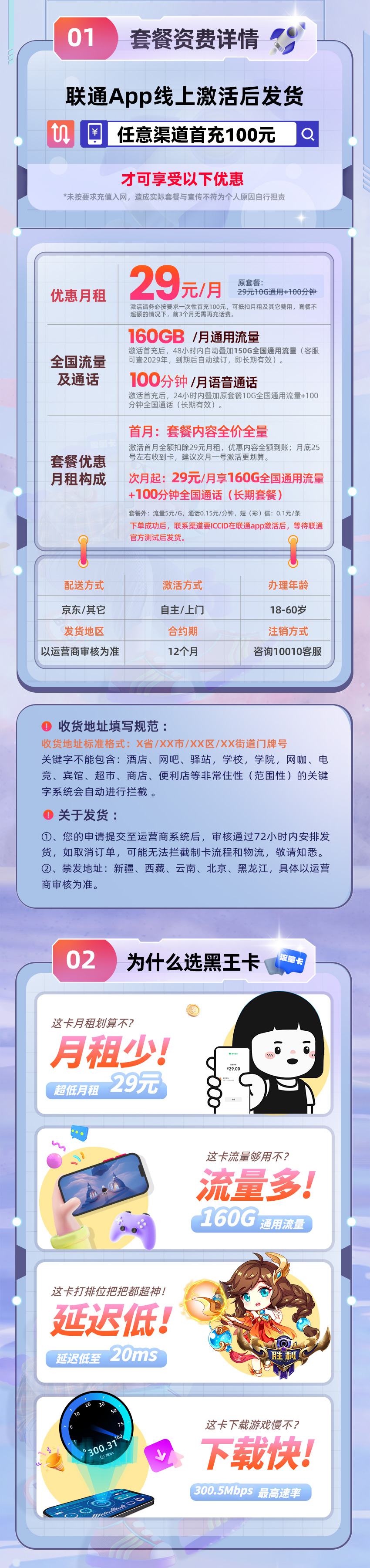 卡多多官方发布：联通黑王卡29元享160G流量  第2张