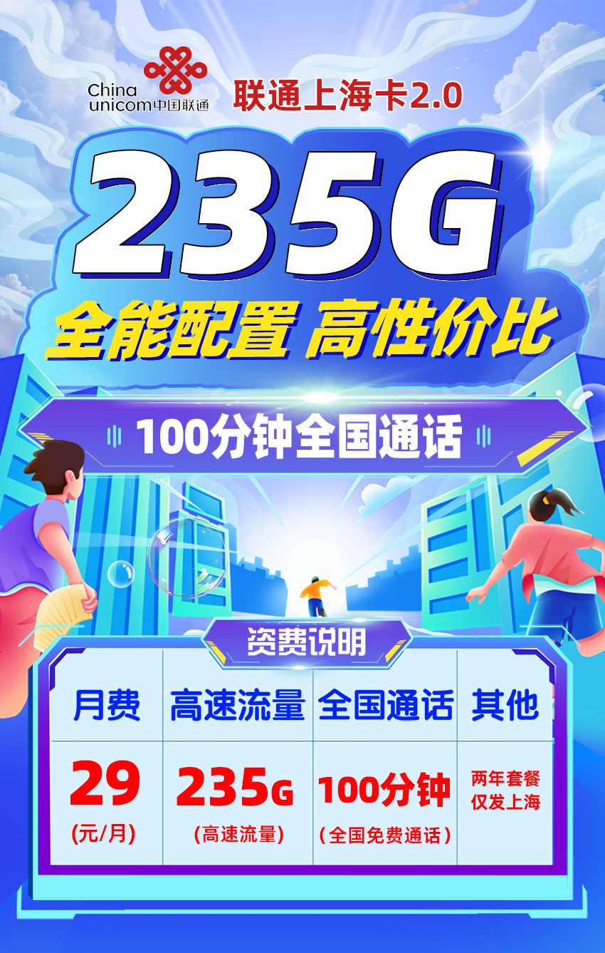 卡多多官方发布：联通上海卡2.0版29元月享235G流量  第1张