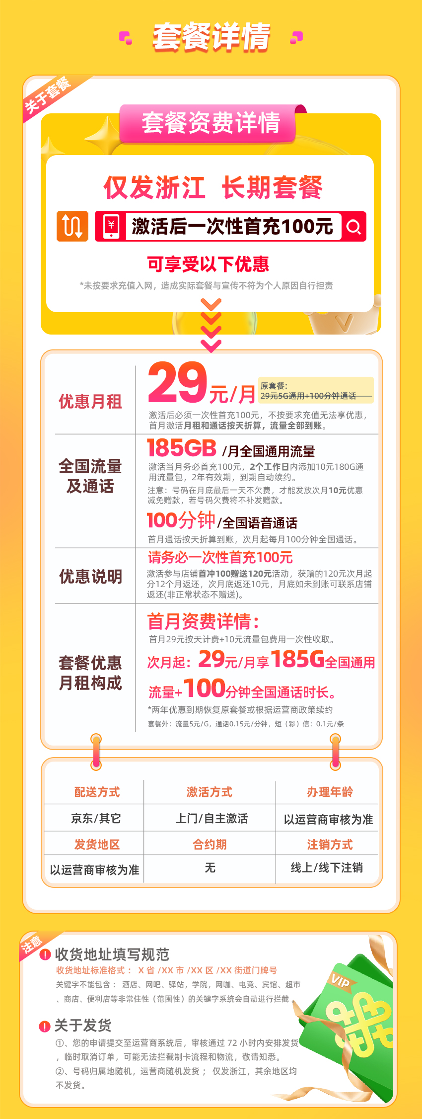 卡多多官方发布：联通哲王卡29元月享185G通用流量+100分钟通话  第2张