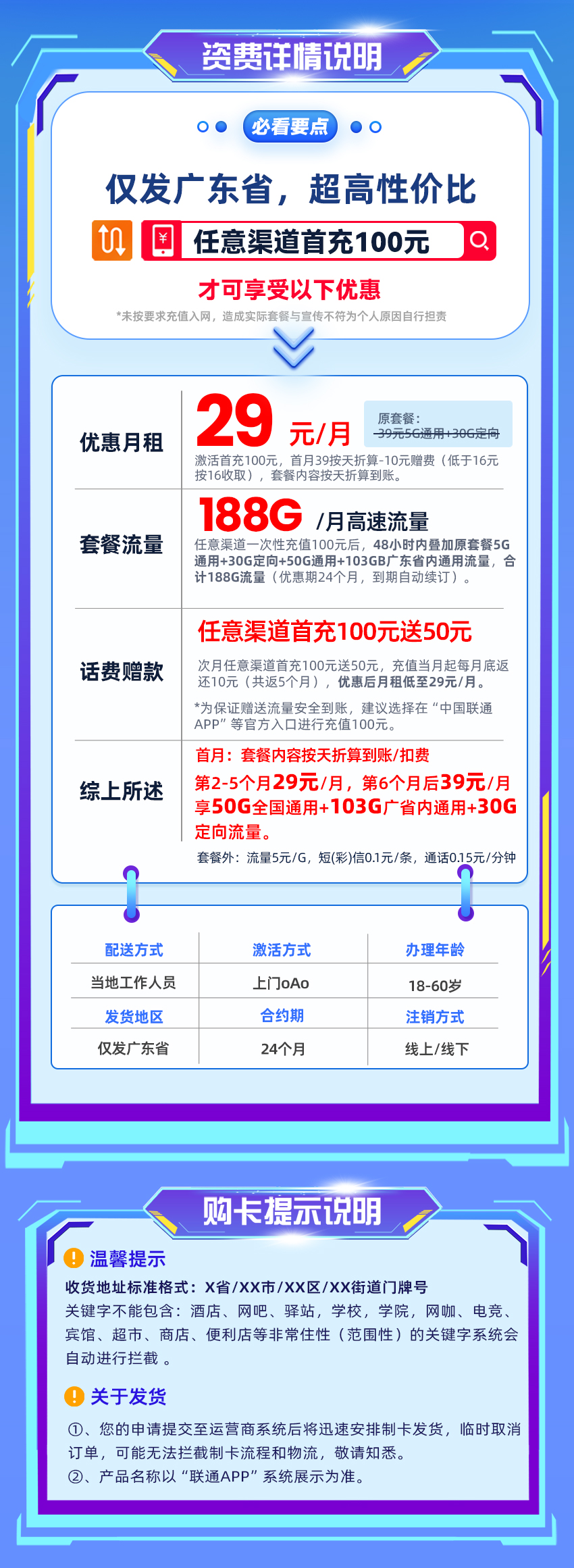 卡多多官方发布：联通广东卡1.5【29元月享188G流量】  第2张