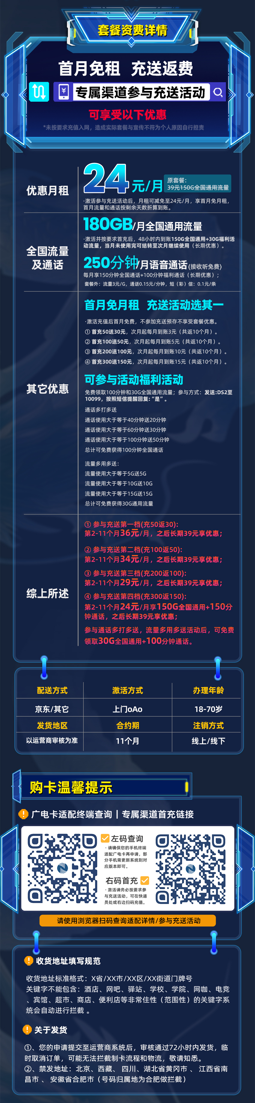 卡多多官方发布：广电双百卡2.0版24元/月享180G通用+250分钟通话+在线选号  第2张
