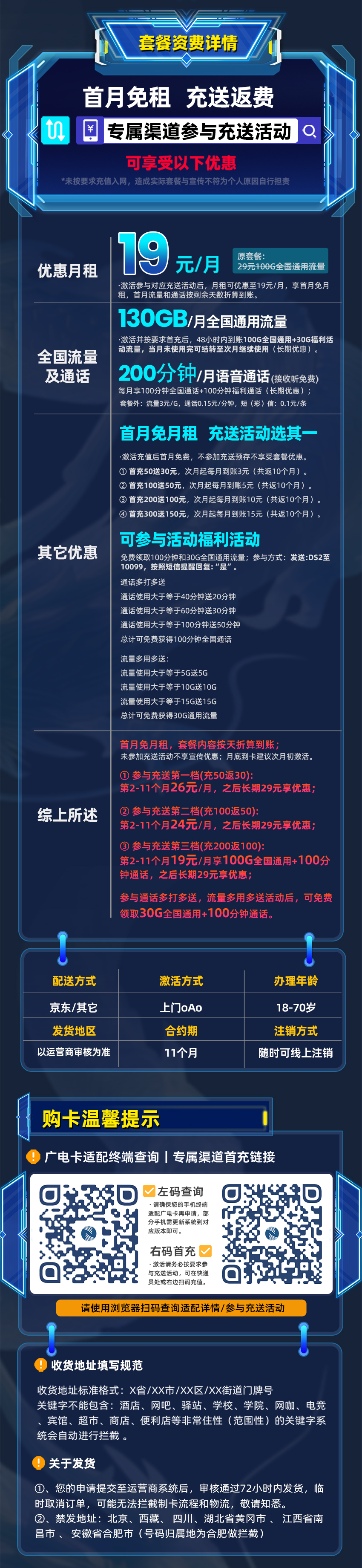 卡多多官方发布：广电双百卡1.0版19元/月享130G通用+200分钟通话+在线选号  第2张