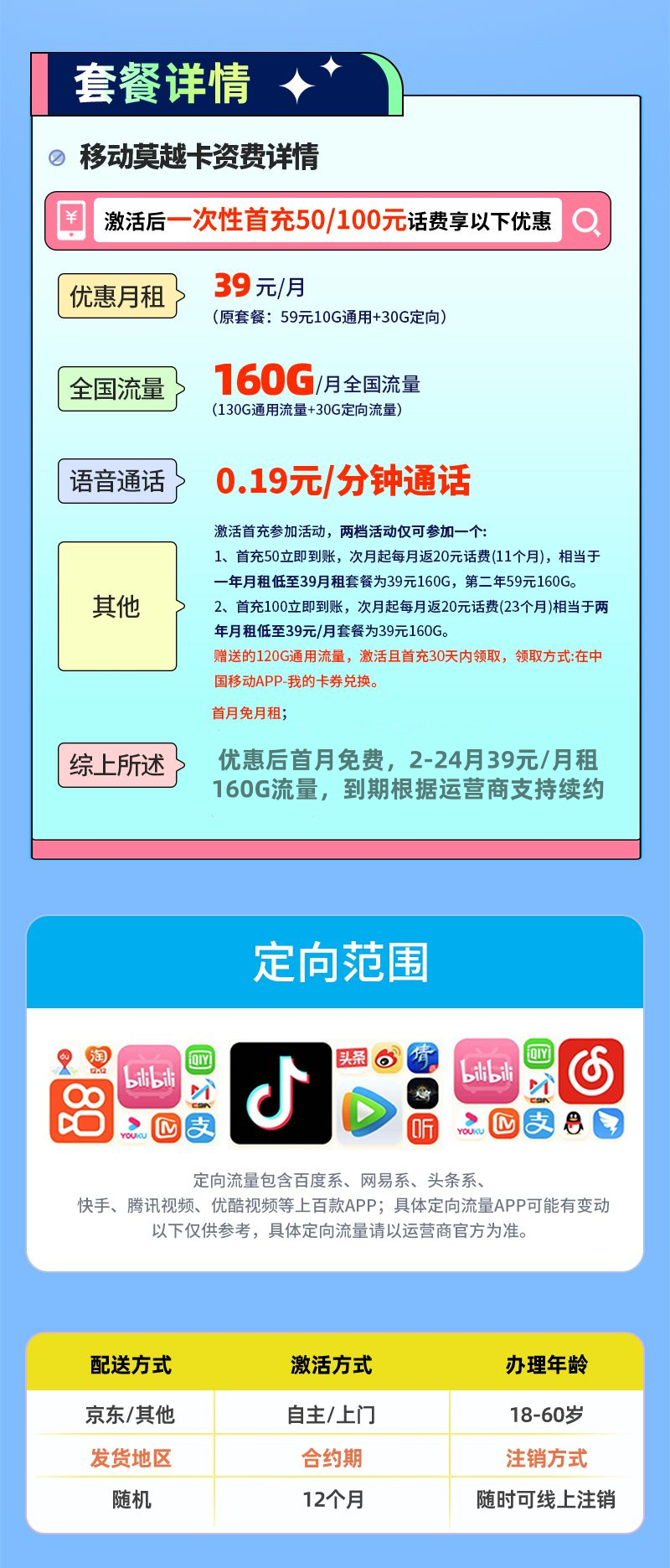 卡多多官方发布：移动莫越卡39元/月享160G流量+4个亲情号码【广东专属】  第2张