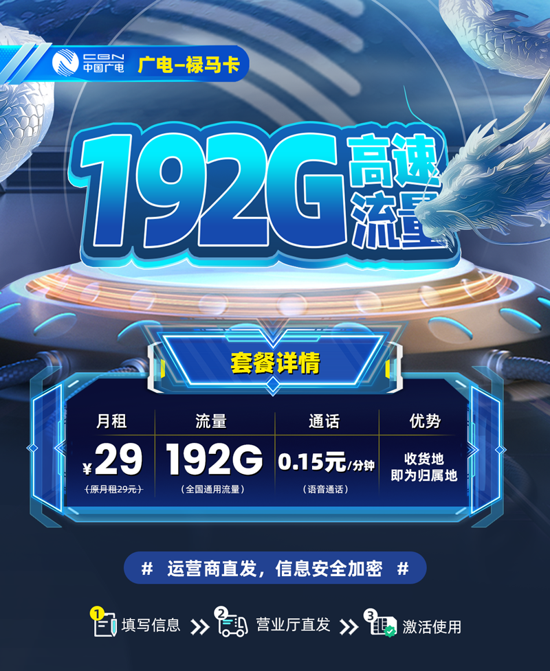 广电禄马卡【陕西专属】29元192G通用流量  第1张