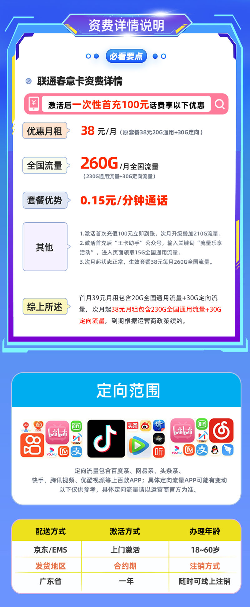 联通春意卡【广东专属】38元260G全国通用流量  第2张